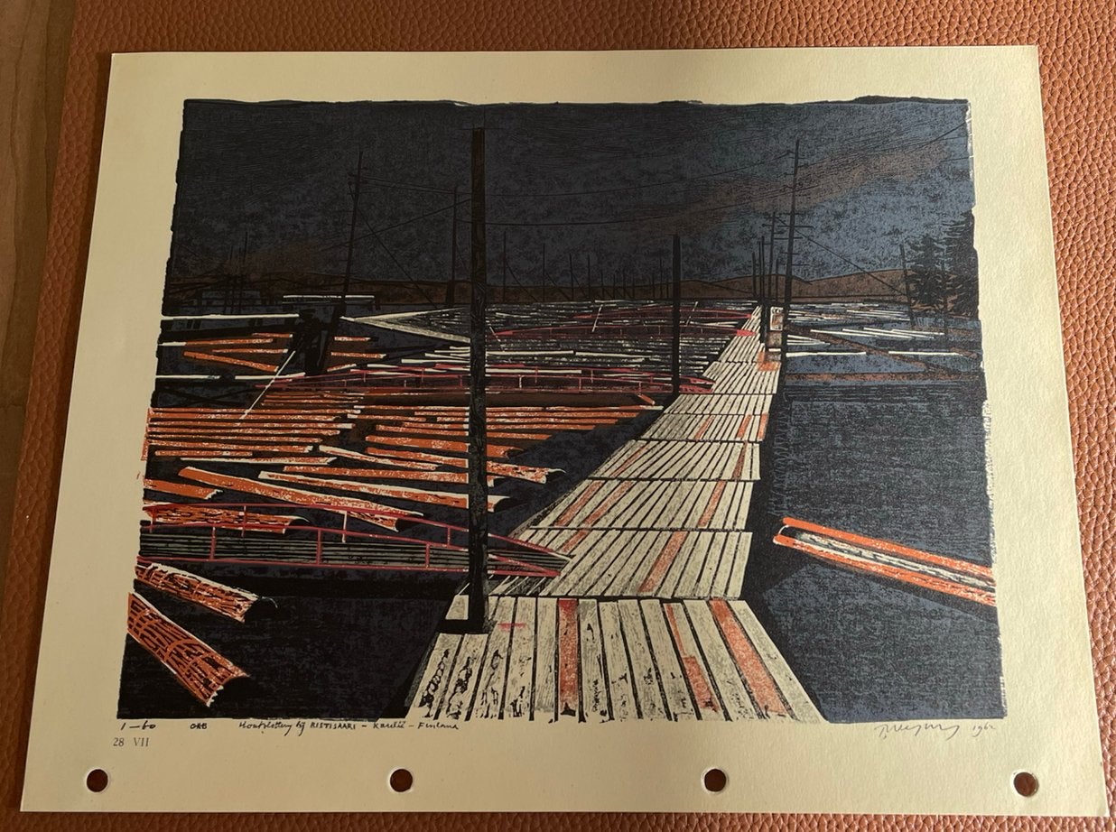 Toon Wegner Houtvlotterij bij Ristisaari Karelië Finland, Ophalen of Verzenden
