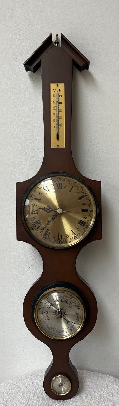 Antiek Weerstation met Barometer, Thermometer en Klok, Ophalen of Verzenden, Gebruikt, Weerstation