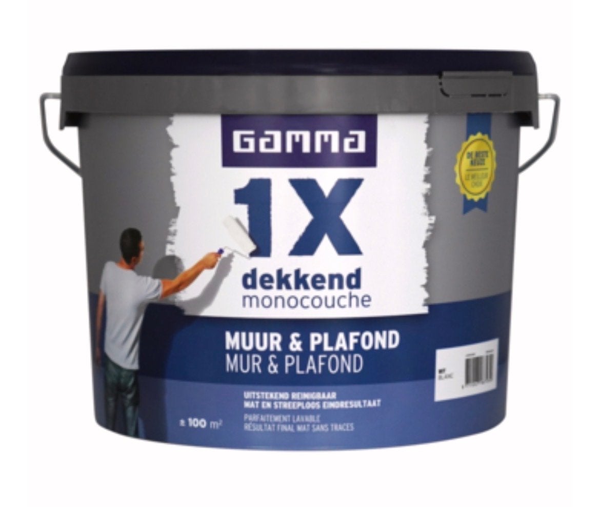 Gamma 1X dekkend muur- en plafondverf WIT, Ophalen, Nieuw, Overige typen