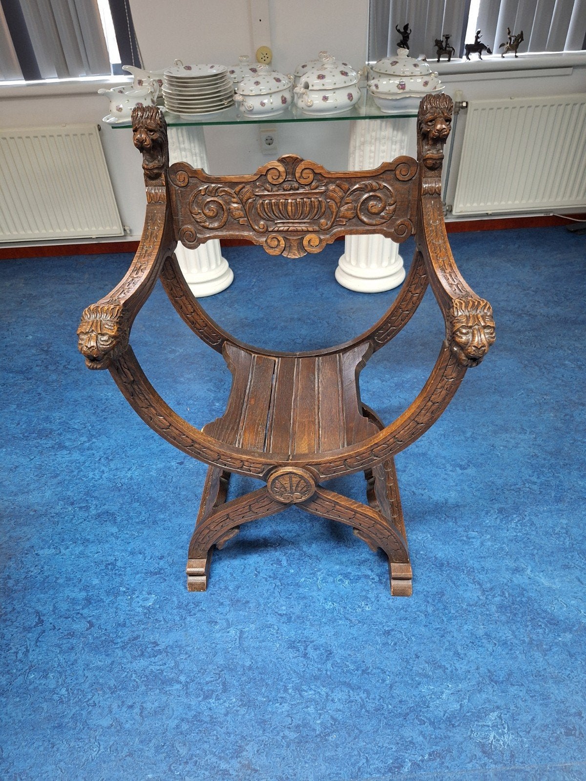 Dagobert stoel / Savonarola stoel / Schaarstoel (ca. 1900), Antiek en Kunst, Ophalen