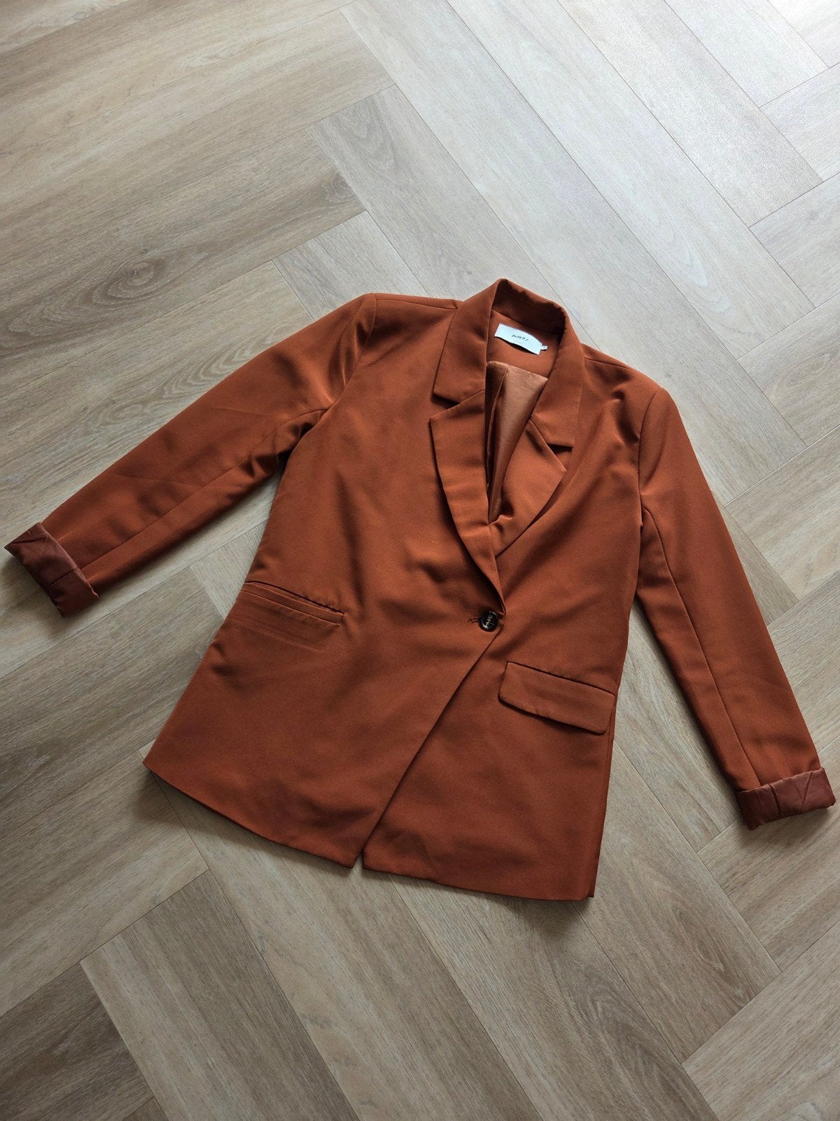 Roestbruine/oranje blazer maat 38 met klein vlekje, Bruin, Ophalen of Verzenden, Jasje, Gedragen