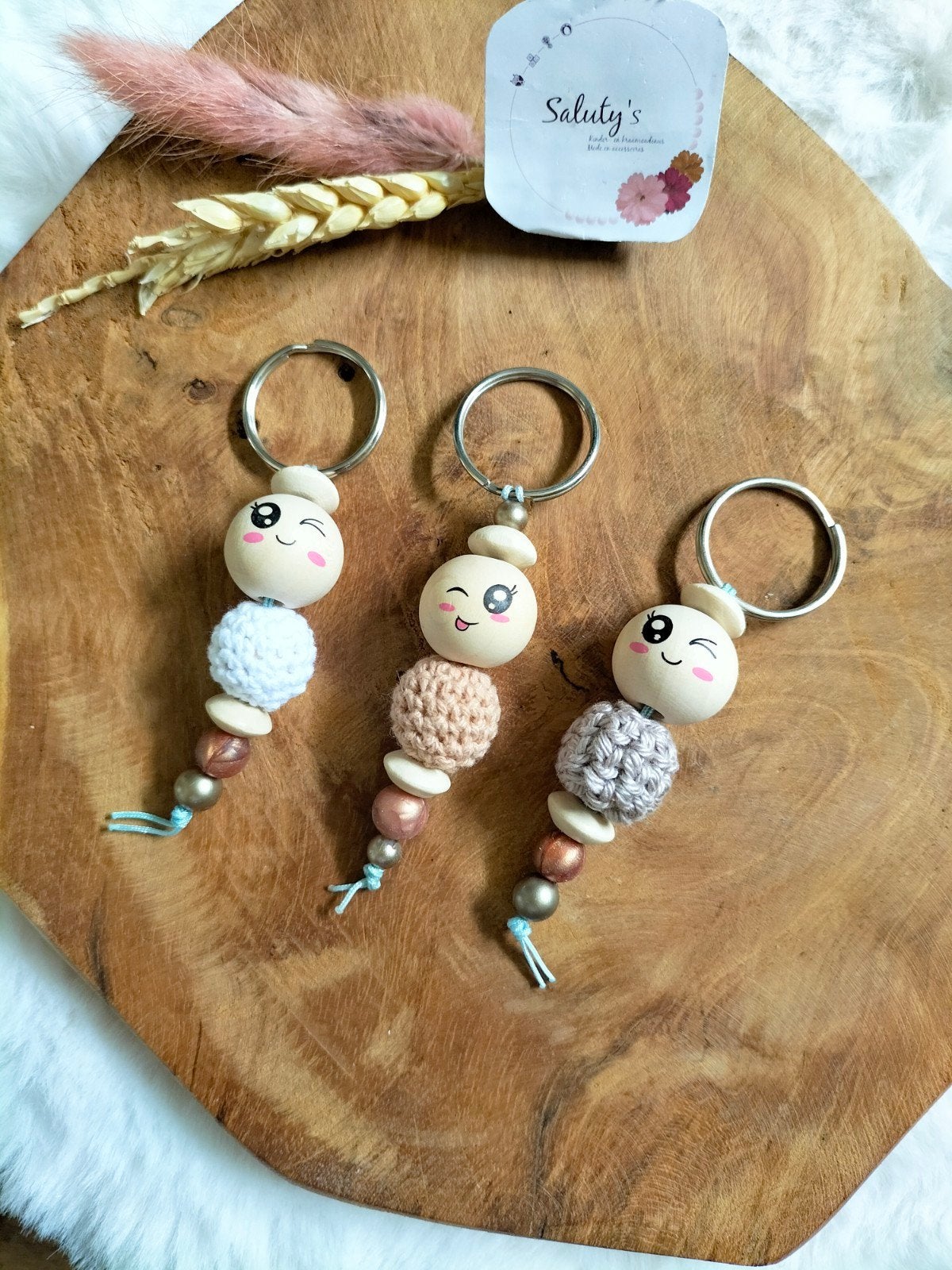 Nieuw • Cadeautje • Gelukspoppetje sleutelhanger, Salutys kinder- en kraamcadeaus, Nieuw, Ophalen of Verzenden, Info@salutys.nl
