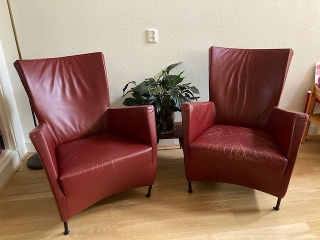 Montis Windy leren fauteuils (2 stuks), Ophalen, Gebruikt, Modern design, Tijdloos, 50 tot 75 cm