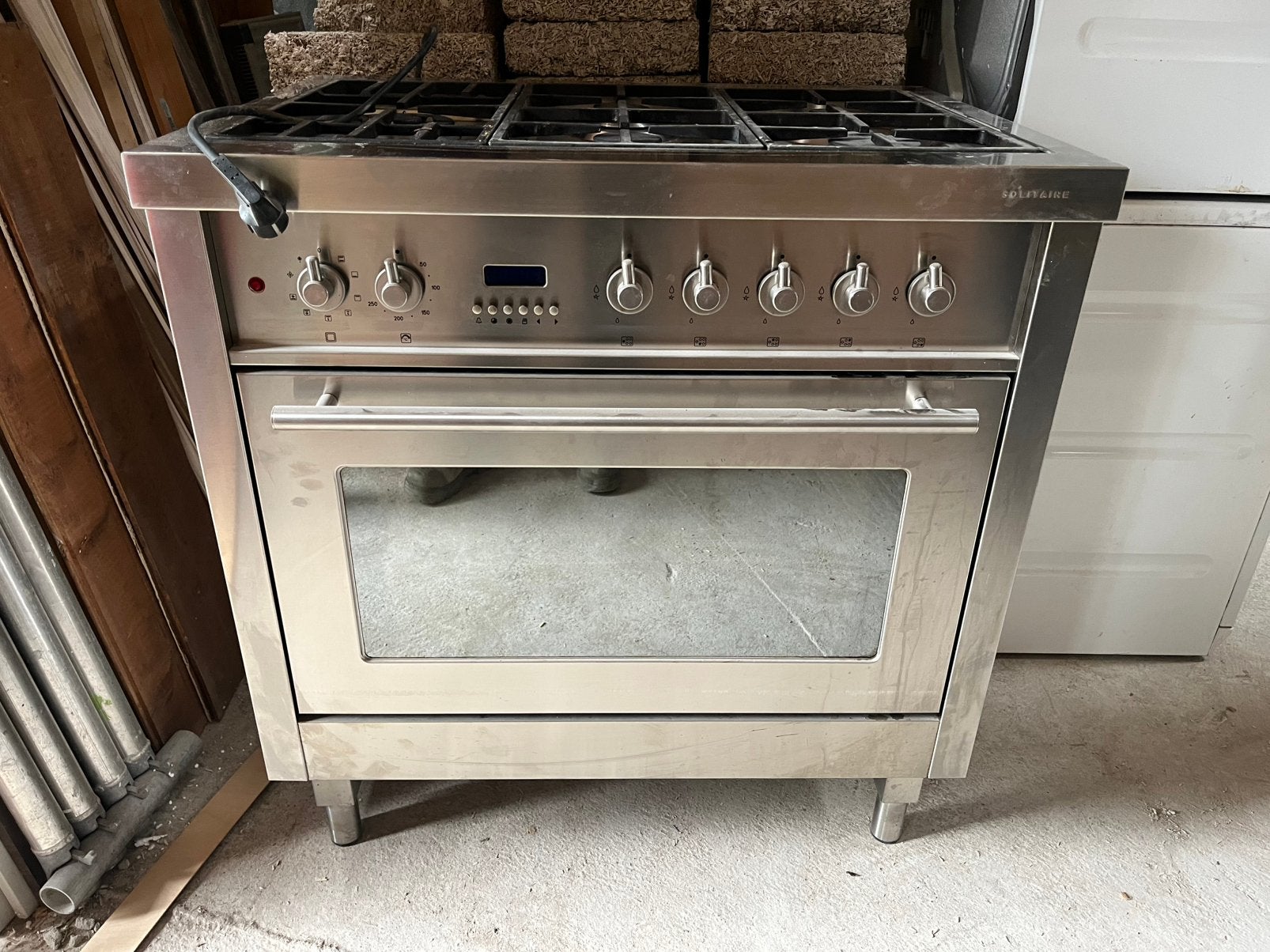 Vrijstaand gas fornuis Solitaire 90cn breed, Ophalen, 60 cm of meer, Vrijstaand, Heteluchtoven