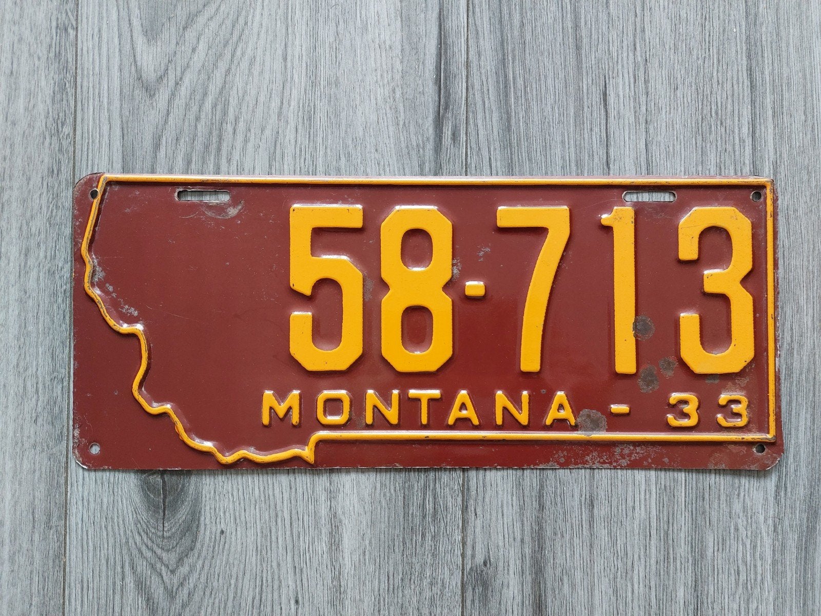 Kenteken 1933 Montana USA Nummerplaat Nummerbord, Verzamelen, Ophalen of Verzenden, Gebruikt, Auto's