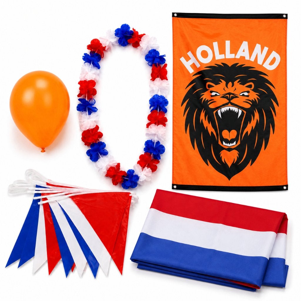 Oranje Thuispakket WK 2026 – Vlaggen, Ballonnen & Meer!, Versiering, Verzenden, PO BOX 8824 5605 LV Eindhoven, Oranje of Koningsdag