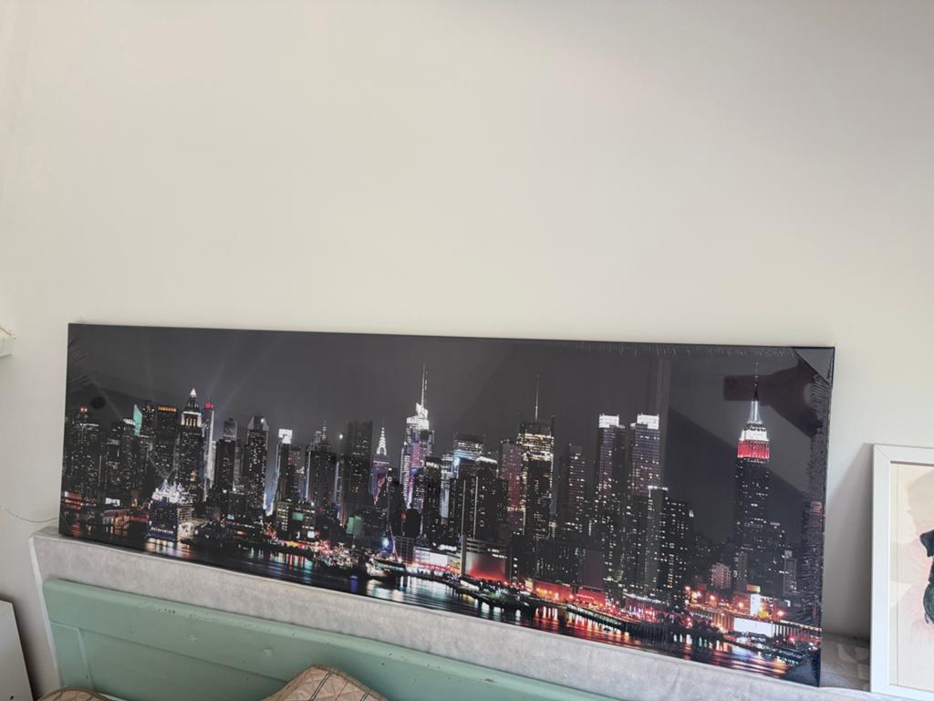 New York City Skyline Canvas Schilderij - Nachtzicht, Ophalen, Zo goed als nieuw, Schilderij, 100 tot 125 cm