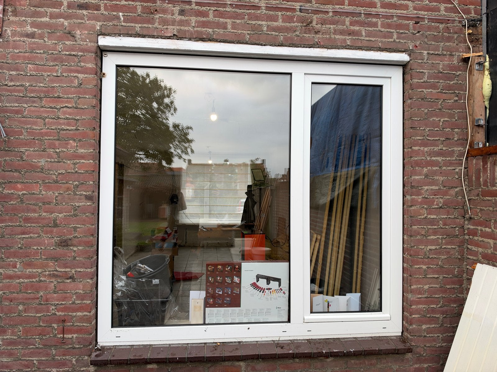 Wit kunststof gevelraam met dubbelglas, Ophalen, Gevelraam of Ruit, Gebruikt, 160 cm of meer
