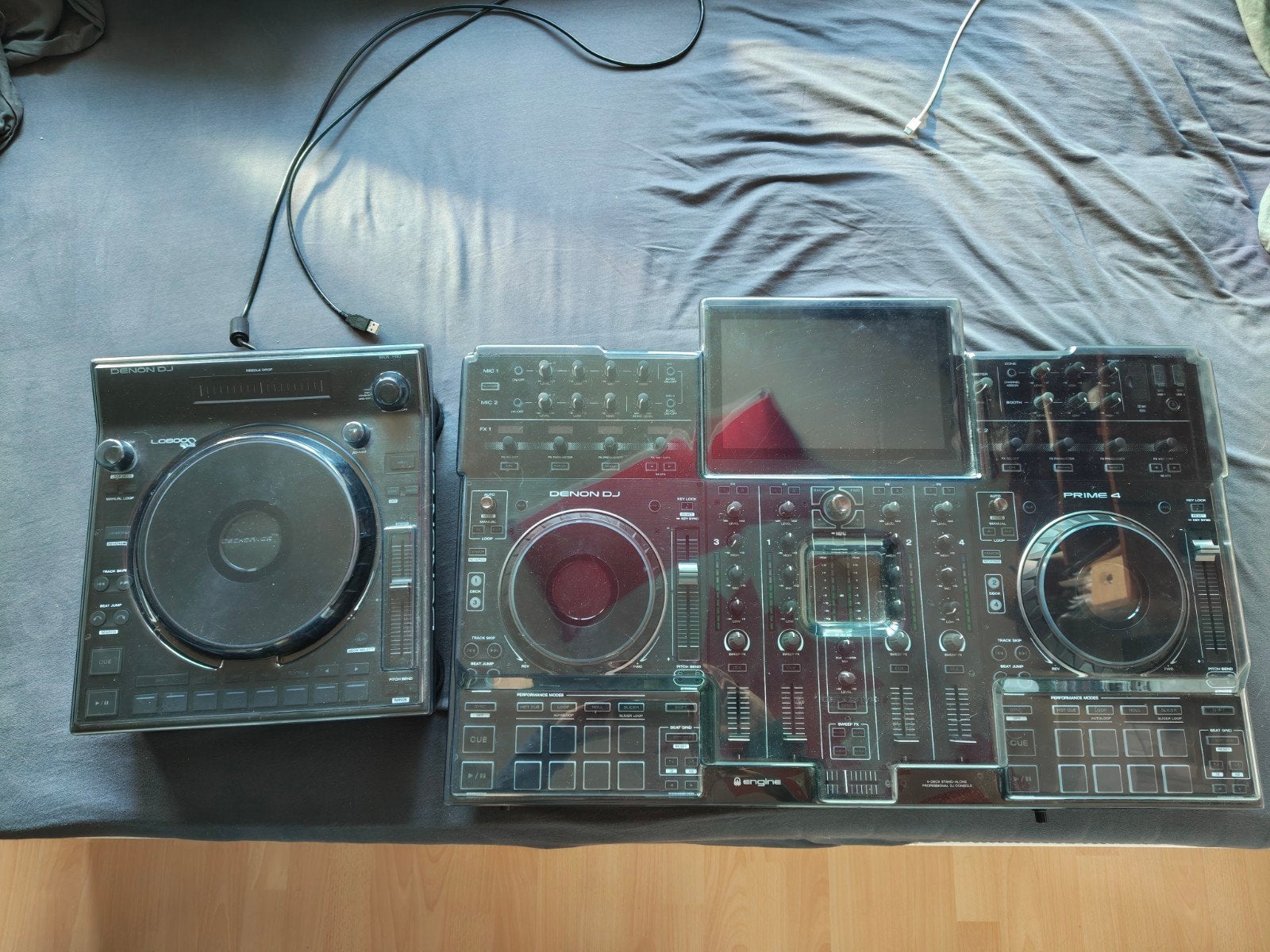 Denon DJ Prime 4 + Denon LC6000 + Dustcovers & Magmadraagtas, Ophalen, Gebruikt, Dj-set, Denon