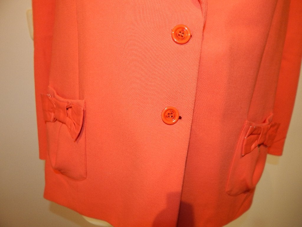 Elisabetta Franchi koraal kleurige blazer strikjes zakjeIT48, Elisabetta Franchi, Maat 42/44 (L), Oranje, Ophalen of Verzenden