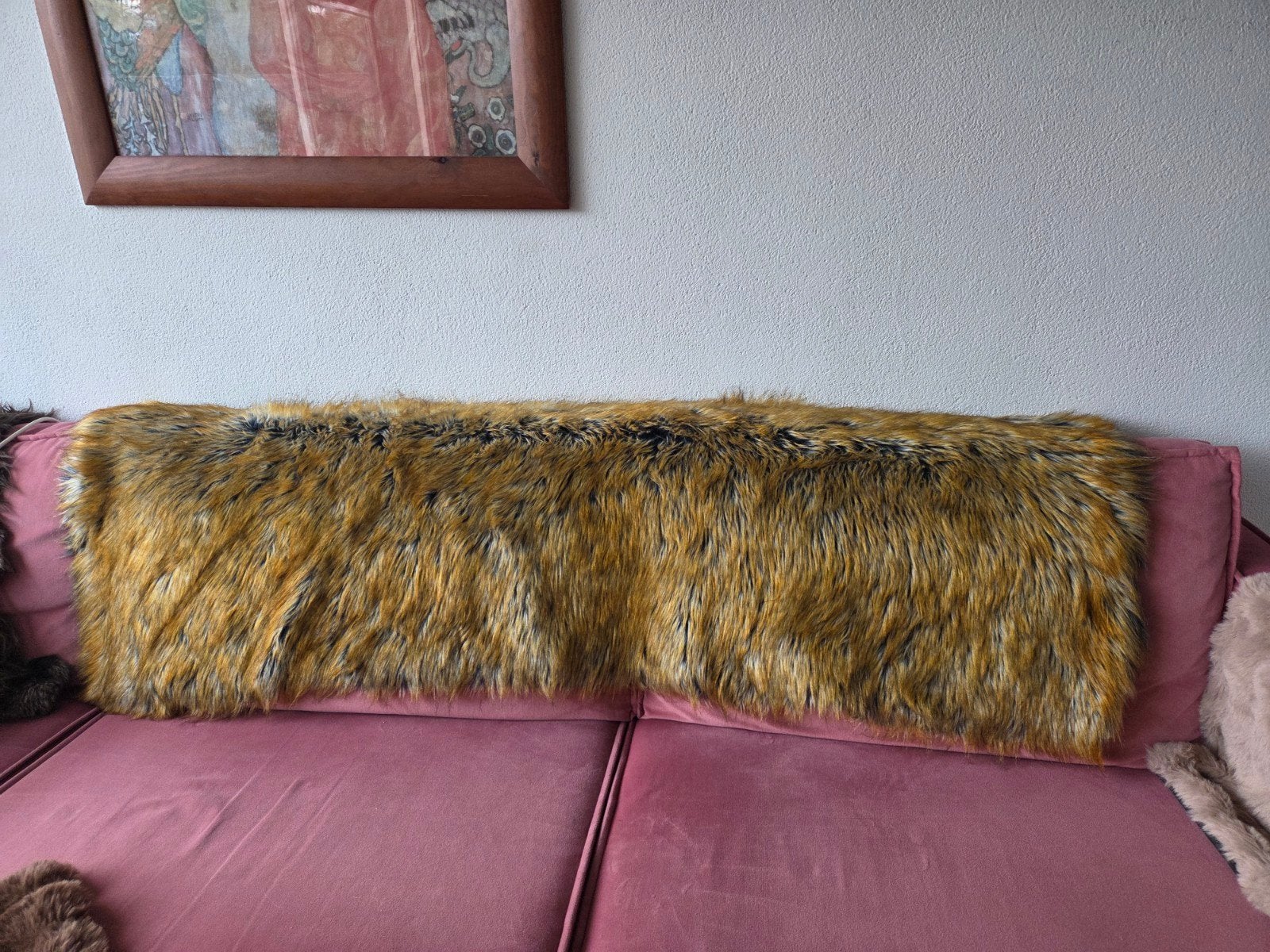 Loper Faux Fur 170x65 cm, Zwart, Zo goed als nieuw, Luxe, Modern, Warm, 150 tot 200 cm