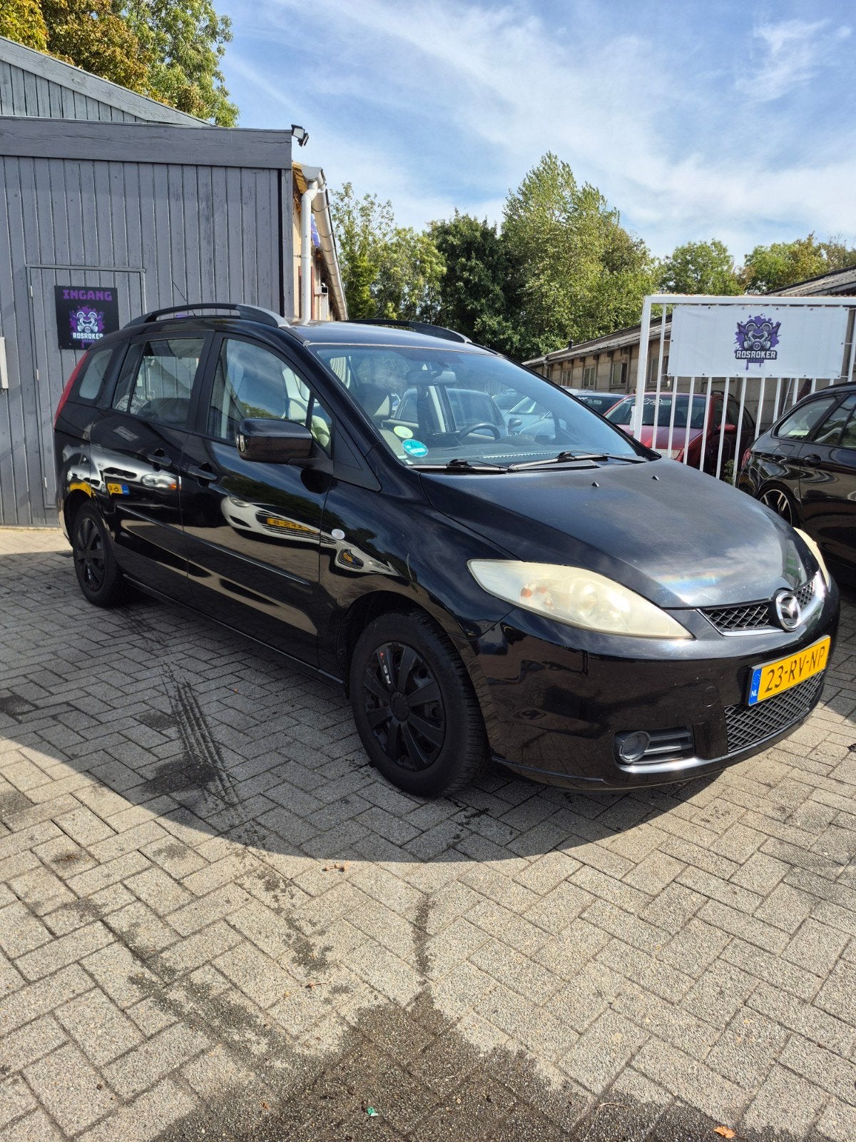 Mazda 5 1.8 2005 Zwart, Auto's, 1370 kg, 4 cilinders, 7 stoelen, Zwart