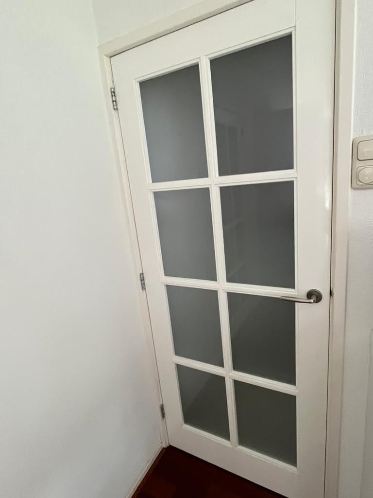 2 binnendeuren met mat glas, incl. deurklinken en slot, Gebruikt, 80 tot 100 cm, Binnendeur, Ophalen of Verzenden