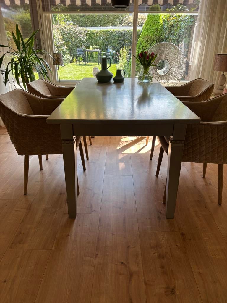 Champagne Brons Houten Stevige Eettafel 180x90cm, Huis en Inrichting, Tafels | Eettafels, Gebruikt, Stijlvol en sterk., 150 tot 200 cm