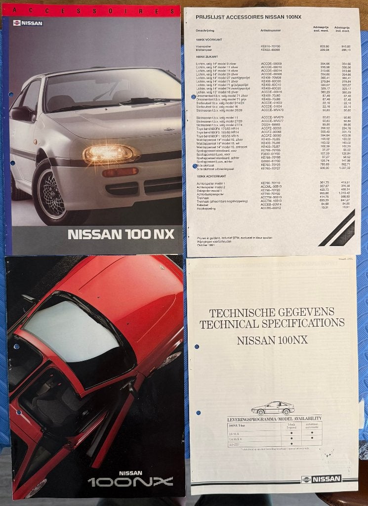 Folders Nissan 100NX, Ophalen of Verzenden, Gelezen, Nissan