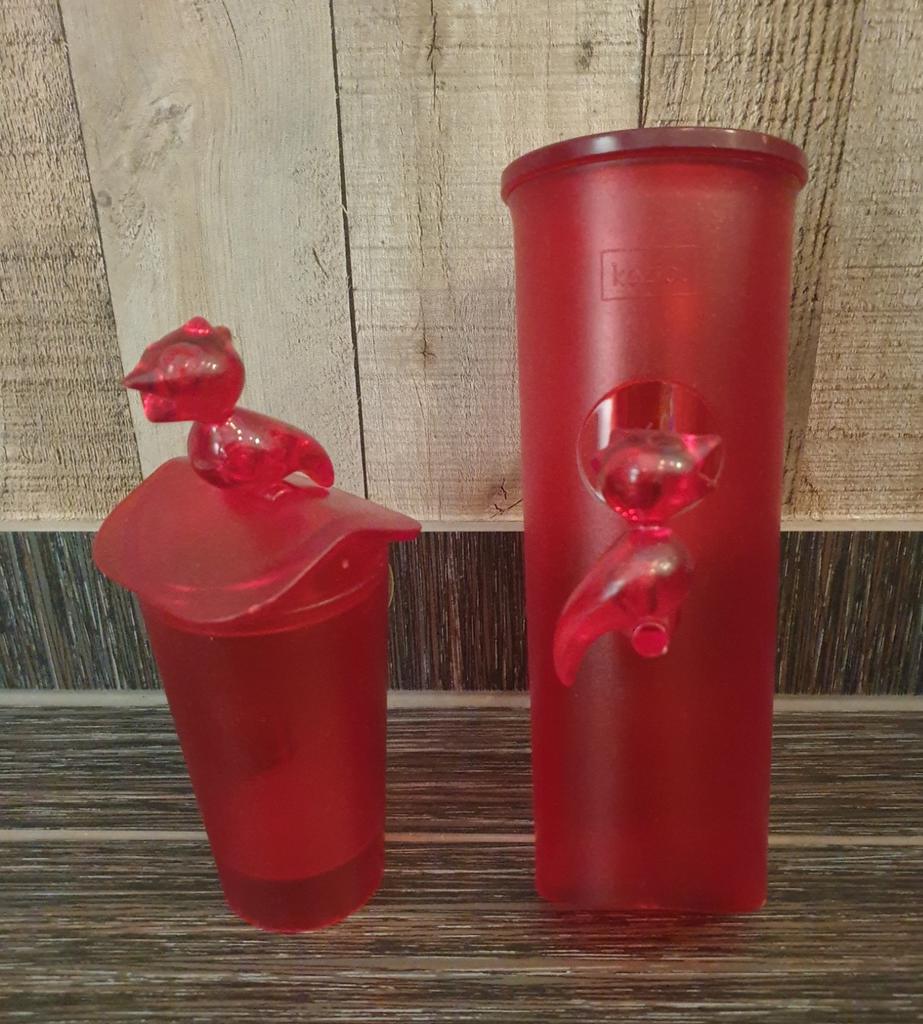 Kozial wattenstaafjes en wattenschijfjes dispensers, Ophalen of Verzenden, Zo goed als nieuw, Rood, Overige typen