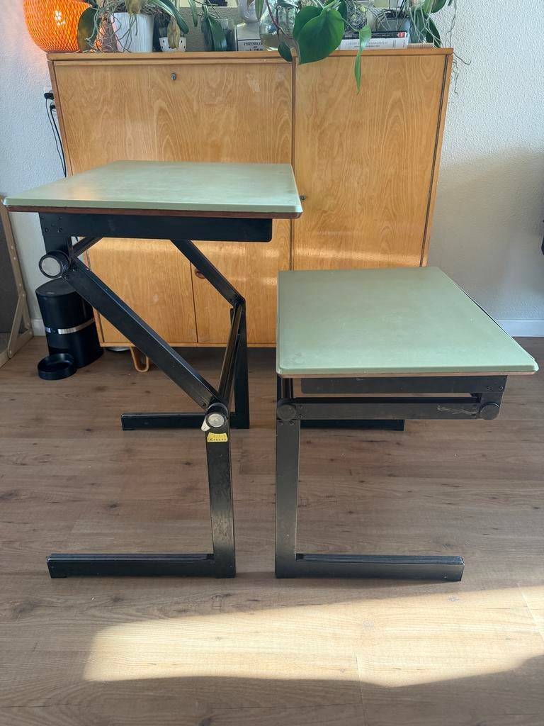 Vintage Kindertafel Set - Verstelbaar, Kinderen en Baby's, Kinderkamer | Tafels en Stoelen, Ophalen, Gebruikt, Tafel(s) en Stoel(en)