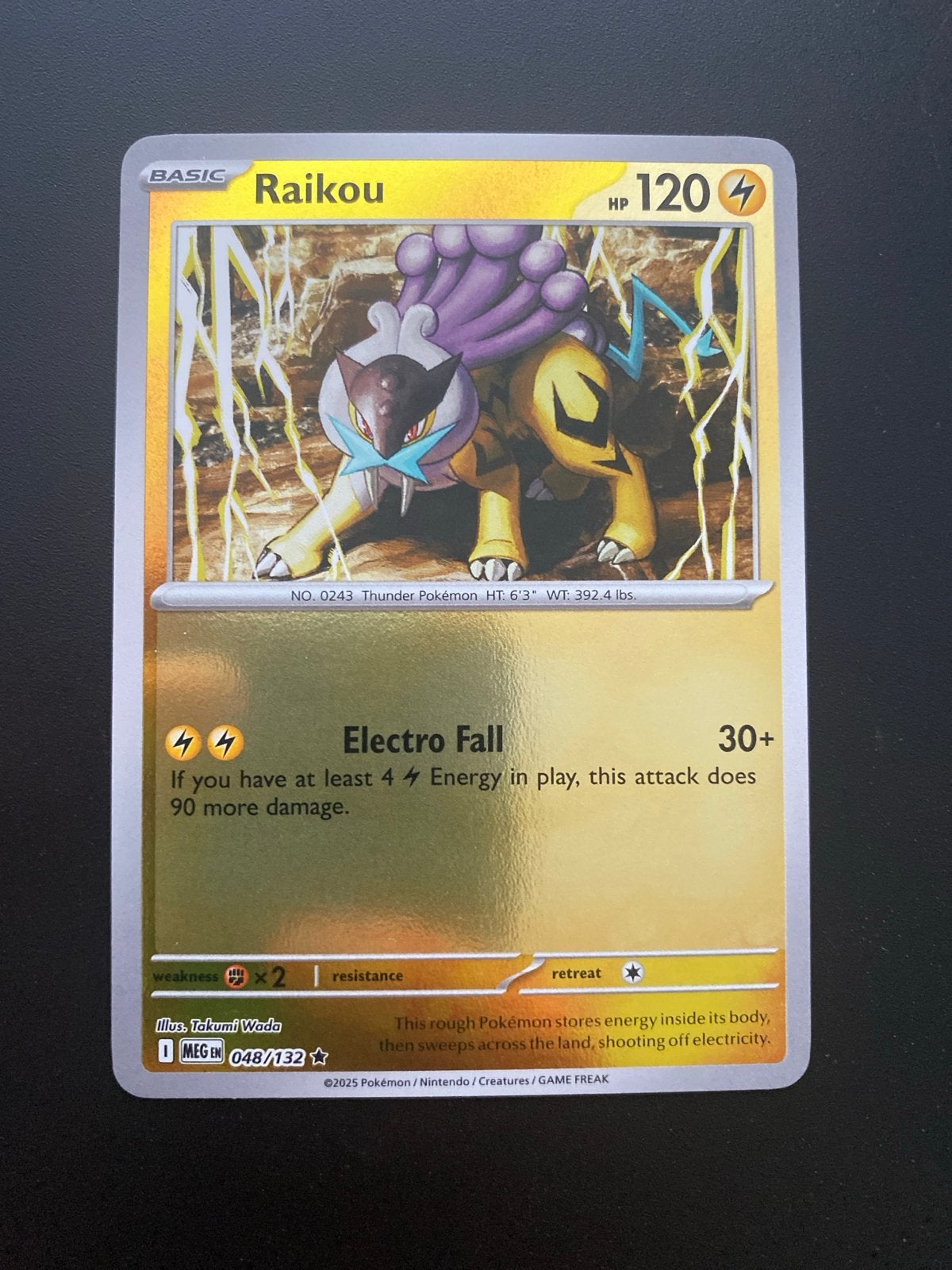 Raikou 048/132 Rare Reverse Holo Mega Evolution, Hobby en Vrije tijd, Ophalen of Verzenden, Zo goed als nieuw, Losse kaart, Foil