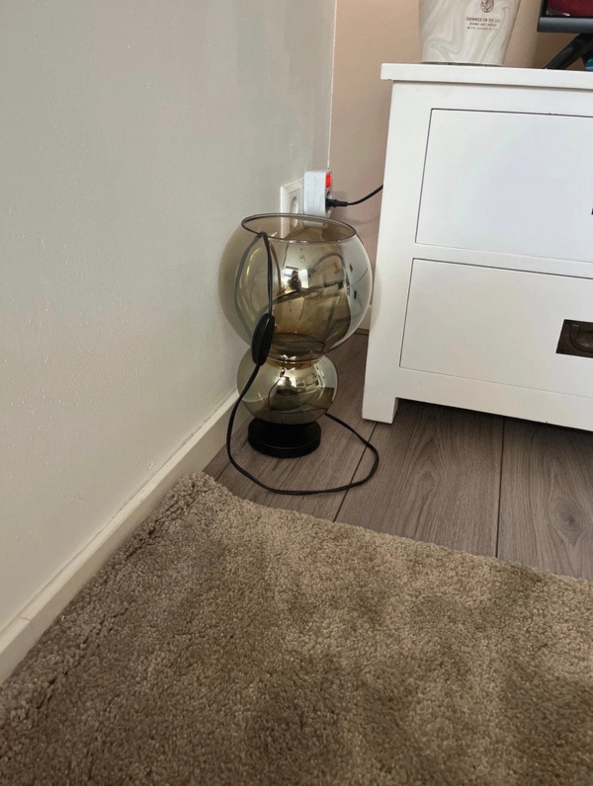 Moderne glazen tafellamp - sfeerlicht, Ophalen of Verzenden, Overige kleuren, Met stekker, Modern