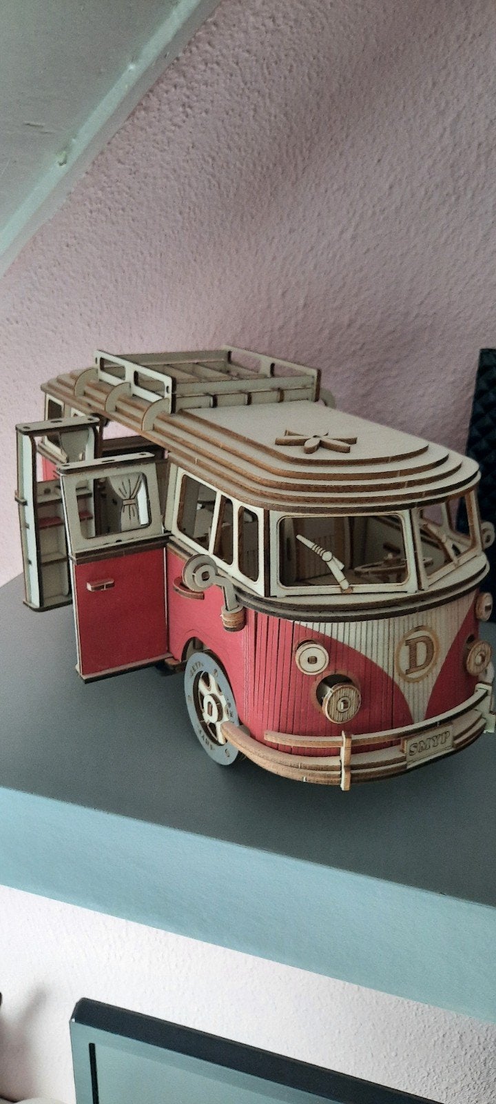 Houten model Volkswagen T1 busje - Camper, Overige merken, Auto, 1:32 tot 1:50, Ophalen of Verzenden