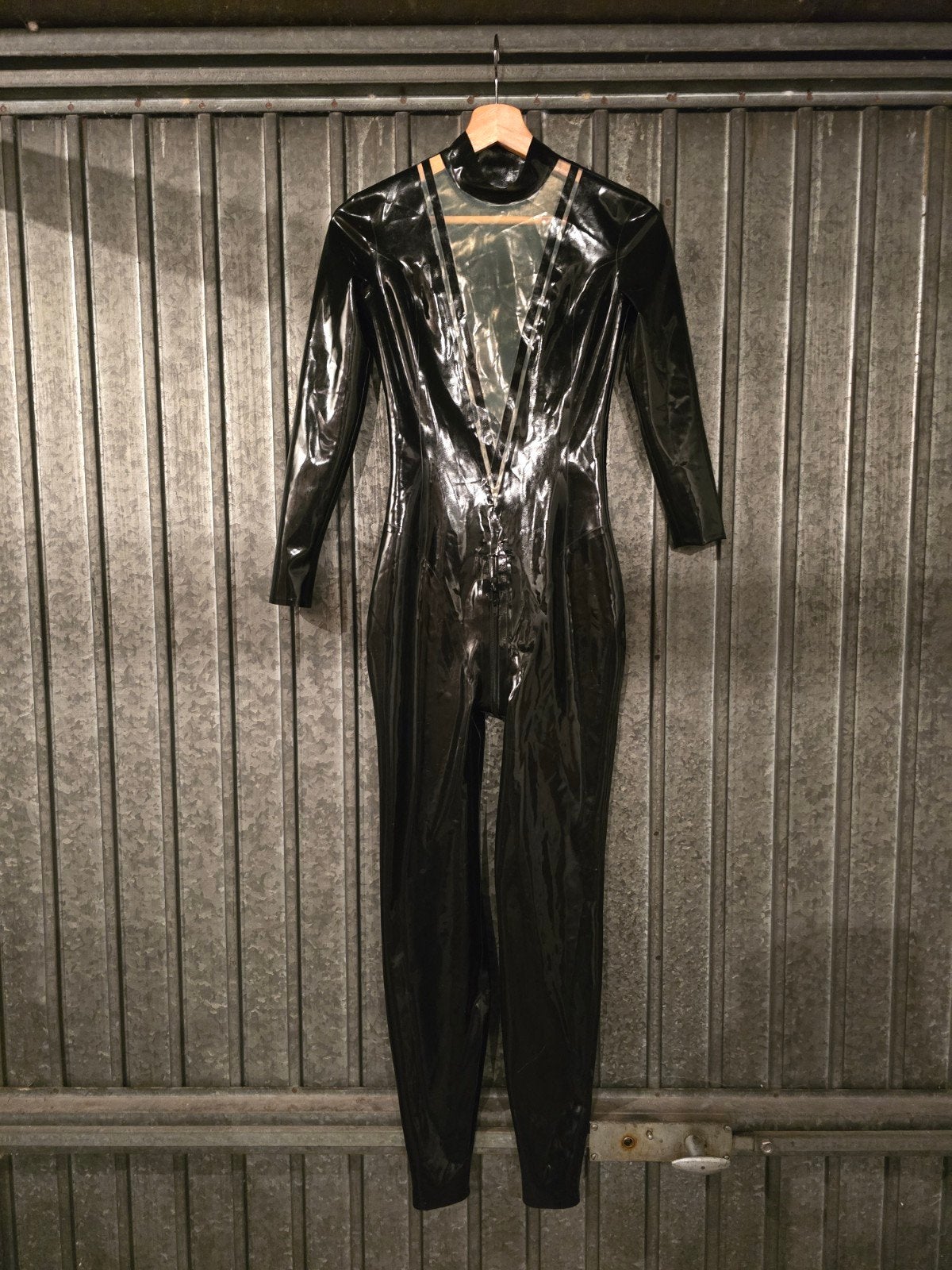 Nieuw Zwart Latex Catsuit met Transparante Details, Verzenden, Nieuw