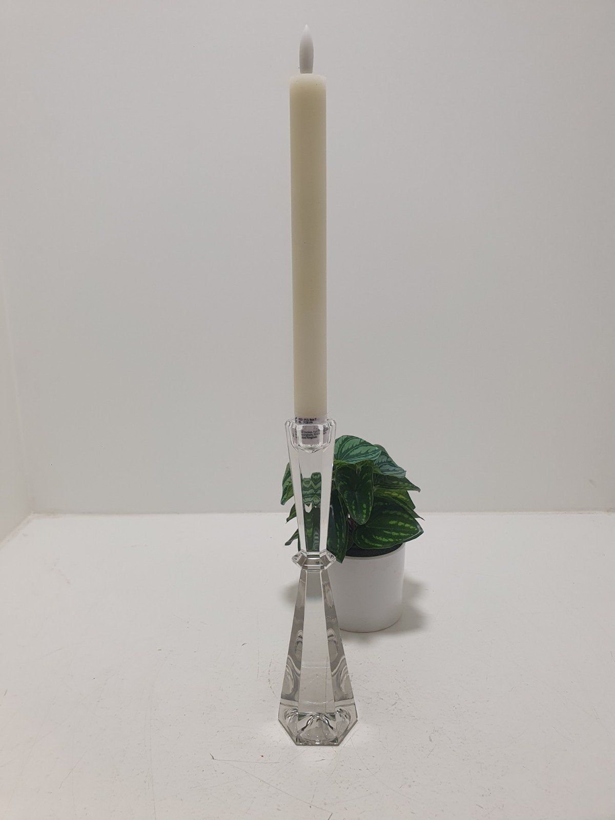 Vintage kristallen kandelaar 23 cm – geometrisch design, ., Ophalen of Verzenden, ., 23 cm