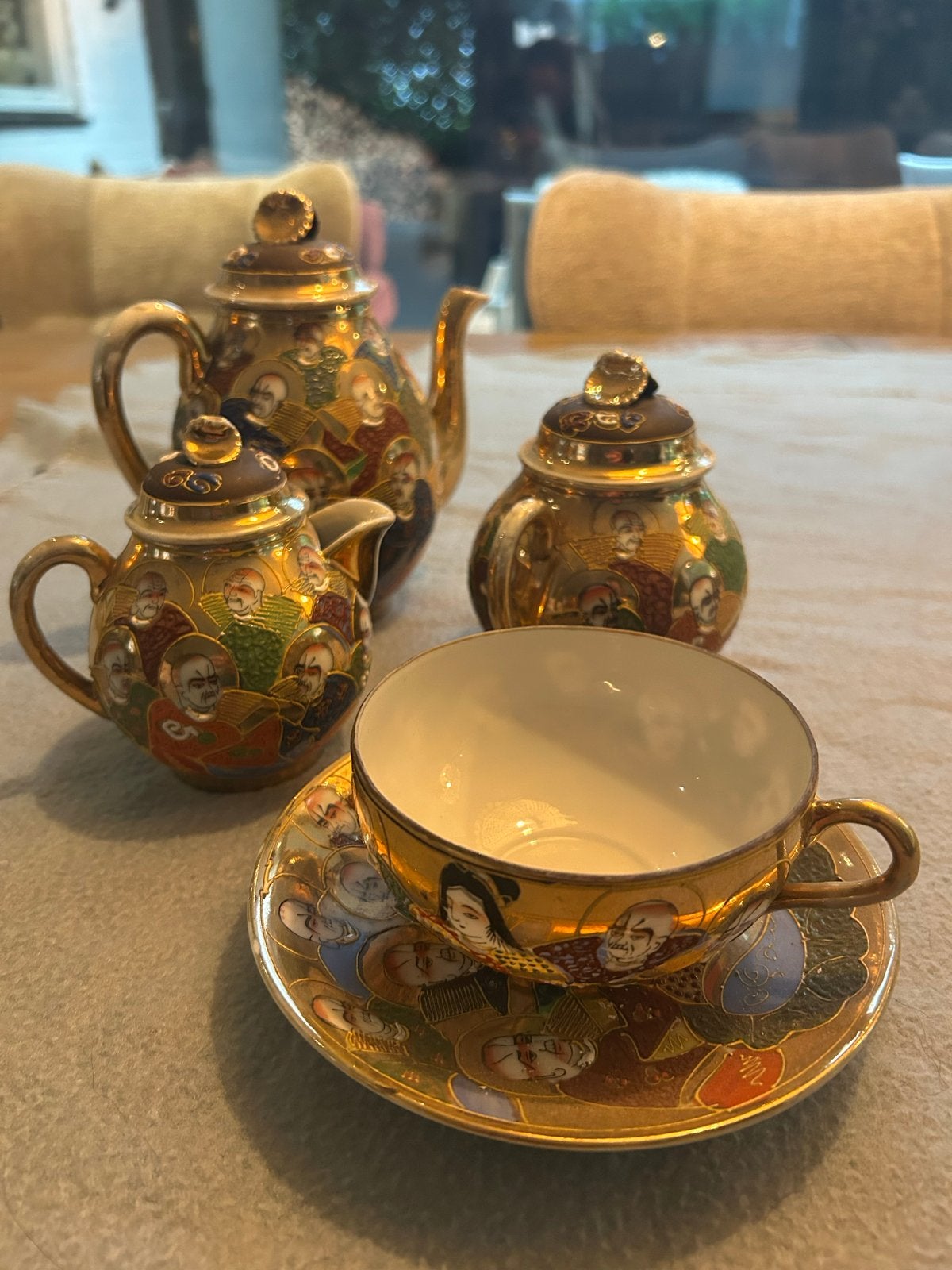 Prachtig Vintage Japans Kutani Theeservies - Handbeschilderd, Ophalen of Verzenden