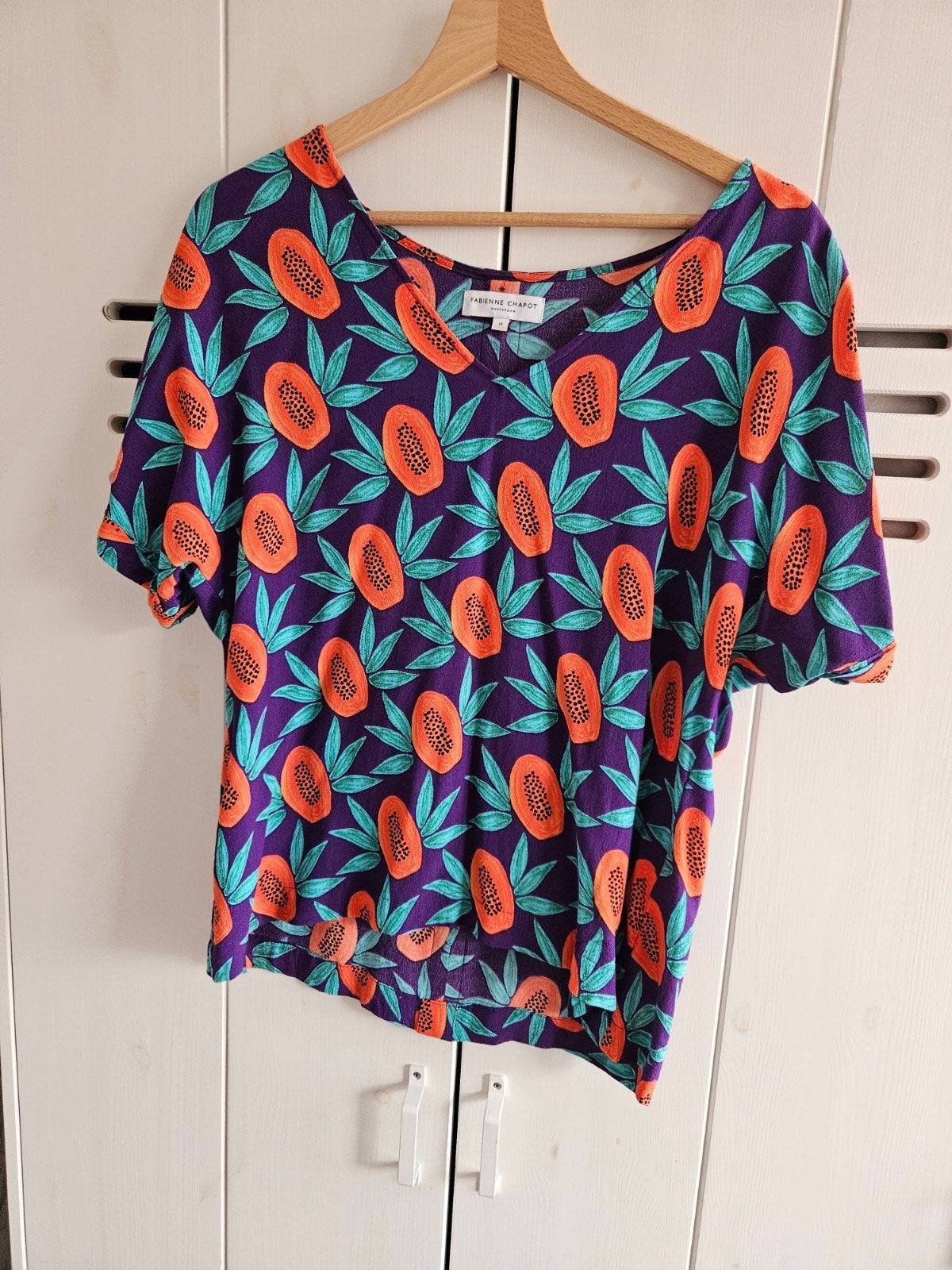 fabienne chapot papaya blouse top als nieuw maat m, Maat 38/40 (M), Paars, Ophalen of Verzenden, Zo goed als nieuw