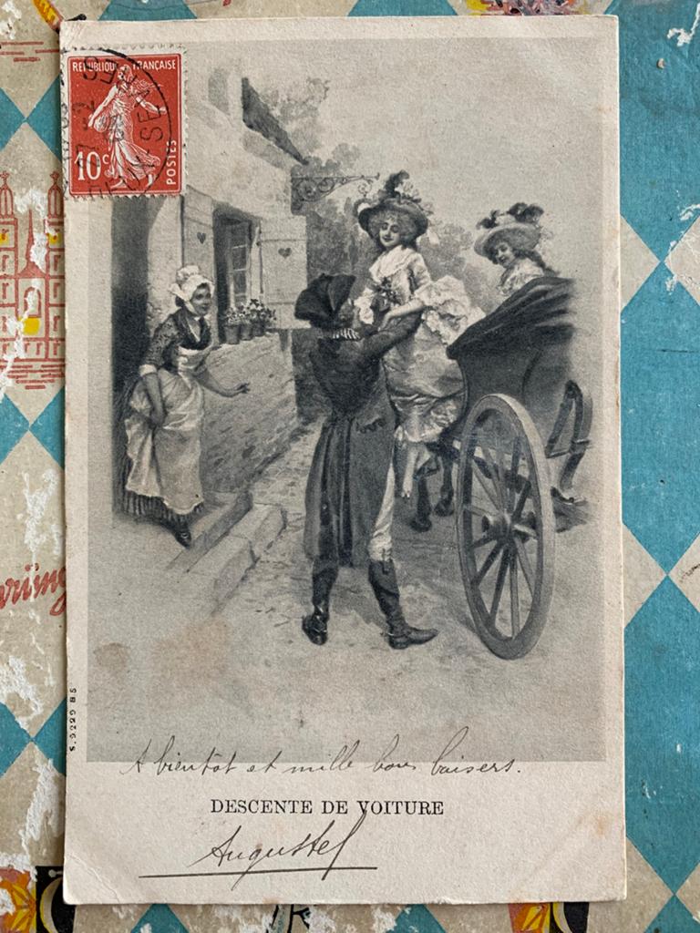 1908 Descente de voiture (GO), Ophalen of Verzenden, Voor 1920, Gelopen, Overige thema's