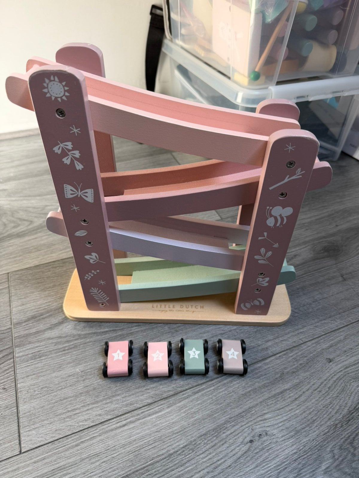 Little Dutch houten autobaan roze, Kinderen en Baby's, Speelgoed | Houten speelgoed, Ophalen, Gebruikt