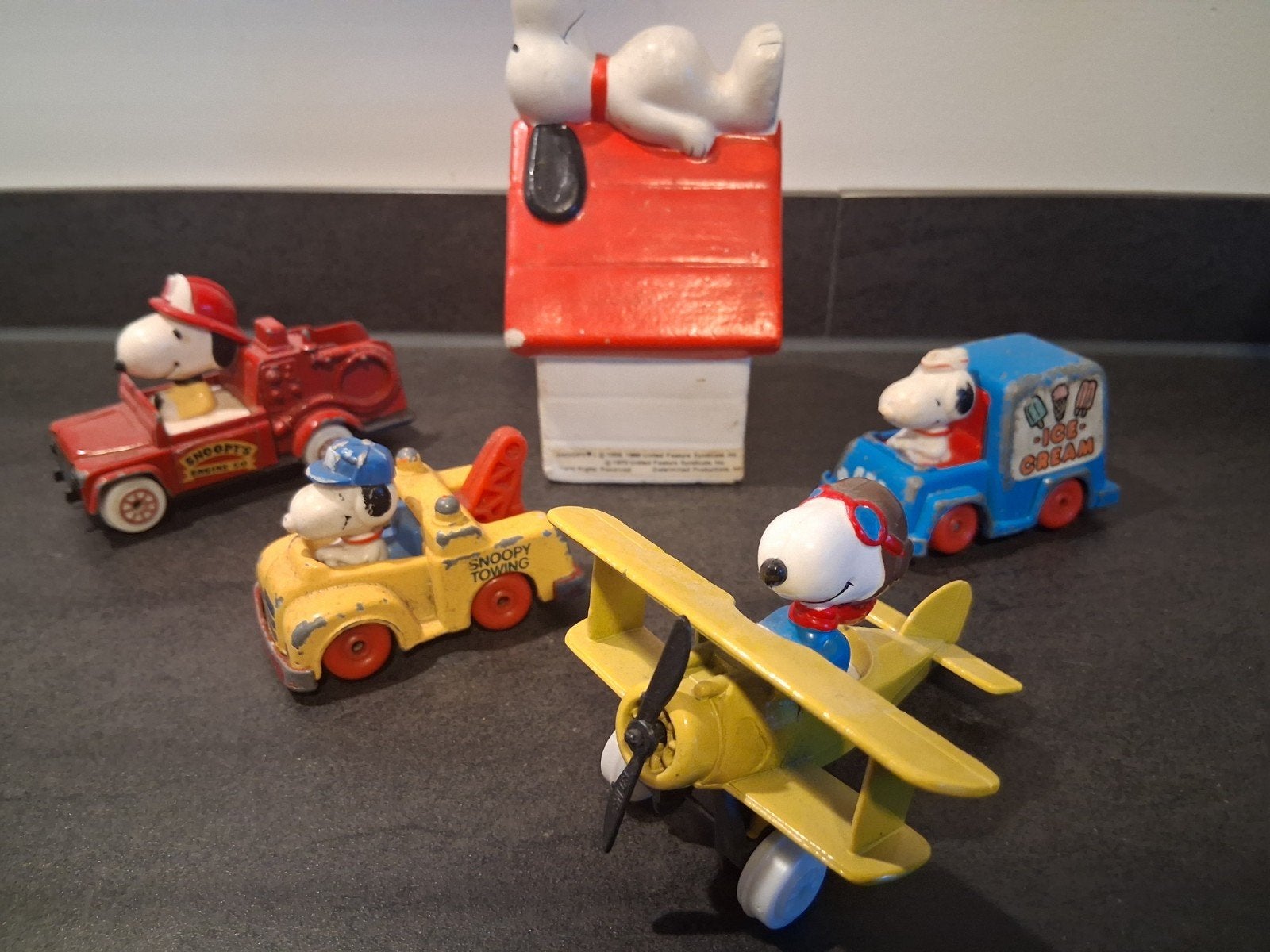 Vintage Snoopy Beeldjes en Voertuigen - Set van 5, Verzamelen, Ophalen of Verzenden, Gebruikt