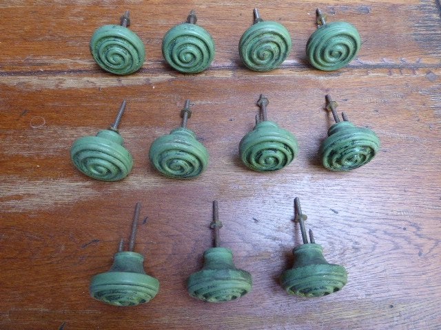 6 antieke knoppen, kast, Ophalen of Verzenden