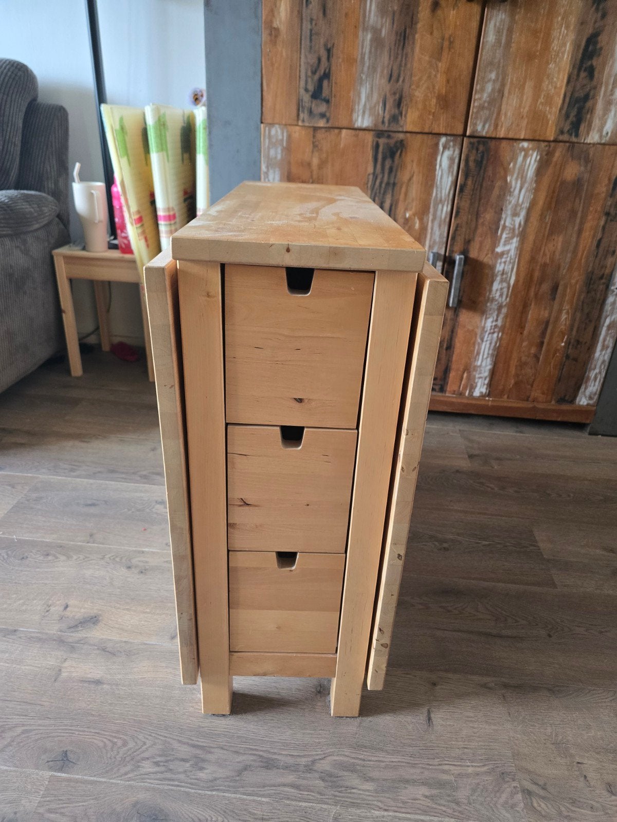 Handige opklapbare tafel met lades, Ophalen, Gebruikt, 50 tot 100 cm, Modern, Functioneel