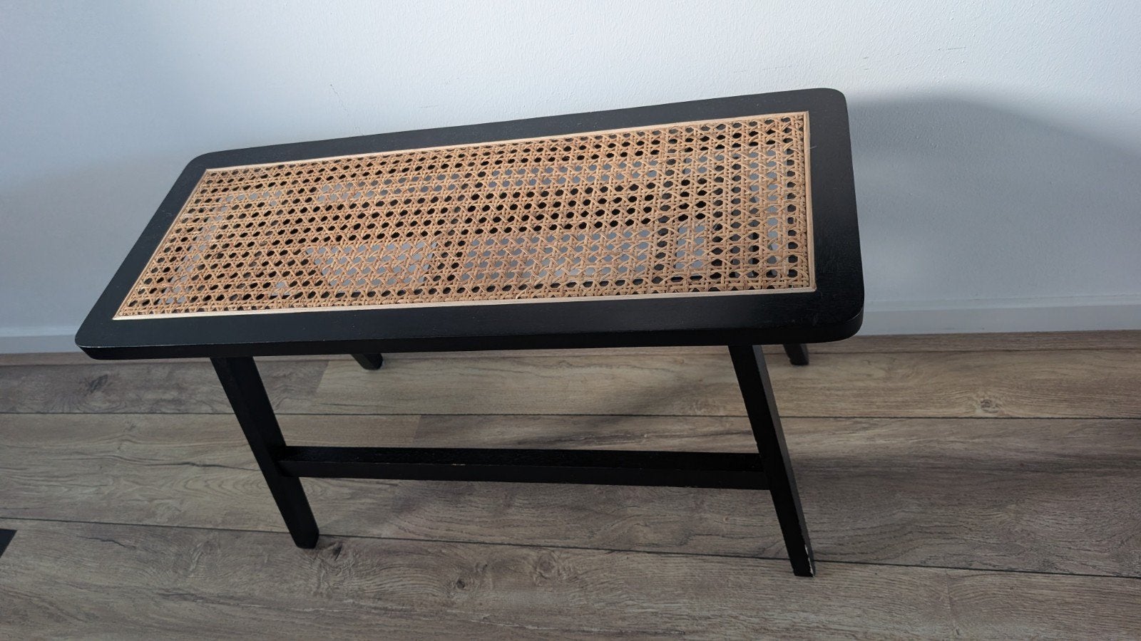 H&M Home Bankje Zwart Hout/Rotan - Gang/Slaapkamer, Ophalen of Verzenden, Gebruikt, Zwart, Hout
