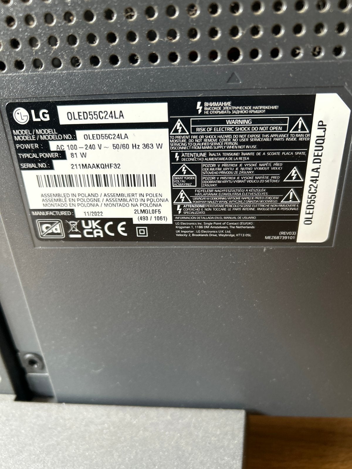 LG OLED55C24LA 55 inch OLED 4K Smart TV, Ophalen, OLED, 4k (UHD), 100 cm of meer