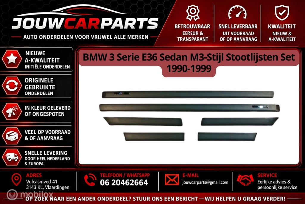 BMW 3 Serie E36 Sedan M3-Stijl Stootlijsten Set 1990-1999, Nieuw, Ophalen of Verzenden, BMW, Stootlijsten