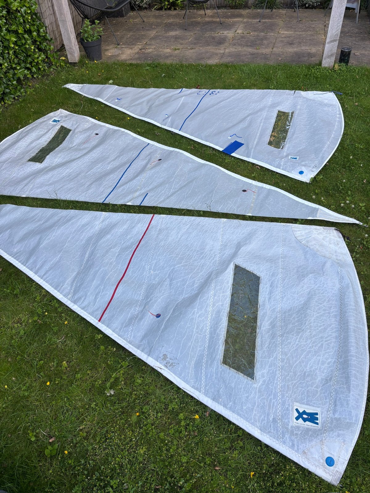 3x wedstrijd fok | 336 x 150cm zeilboot zeil, Watersport en Boten, Ophalen, Gebruikt