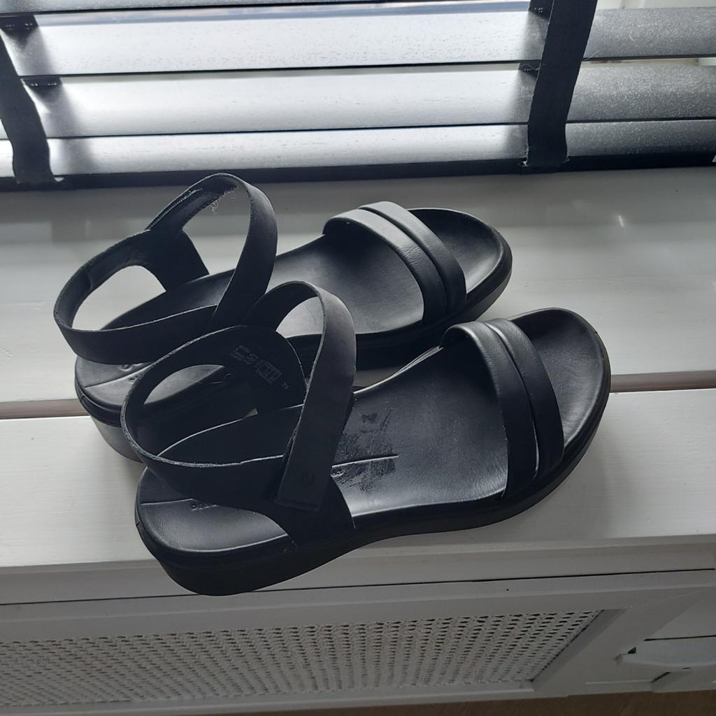ECCO sandalen mt 39 Flowt Wedge, Ecco, Zwart, Zo goed als nieuw, Sandalen of Muiltjes