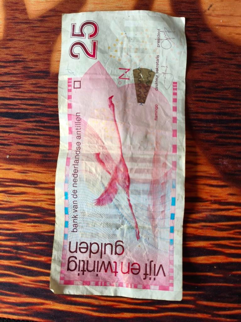 25 Gulden Bankbiljet Nederlandse Antillen 2008 Flamingo, Verzenden