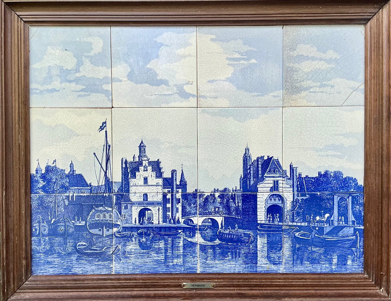 Tegeltableau, gezicht op delft, rotterdamse poort., Ophalen