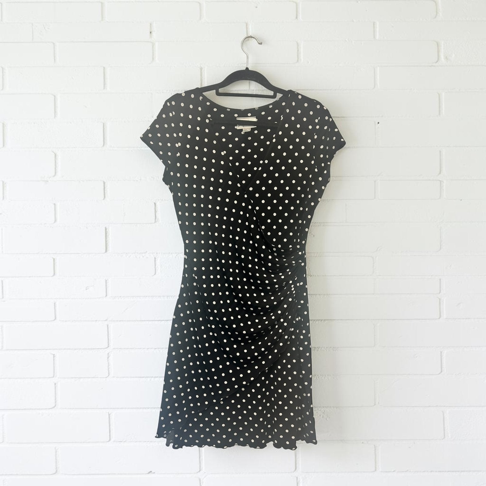 Joseph Ribkoff Jurk Maat 38 Zwart Wit Polkadots Gedrapeerd, Maat 38/40 (M), Verzenden, Zwart, Zo goed als nieuw