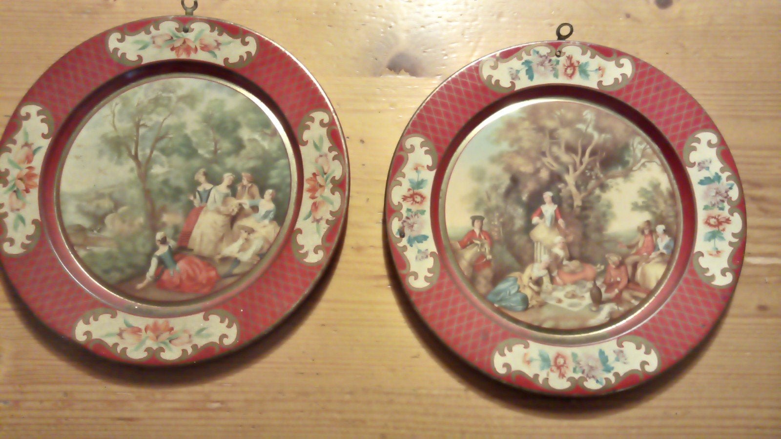 Set van 2 decoratieve wandborden met romantische scènes, Ophalen of Verzenden