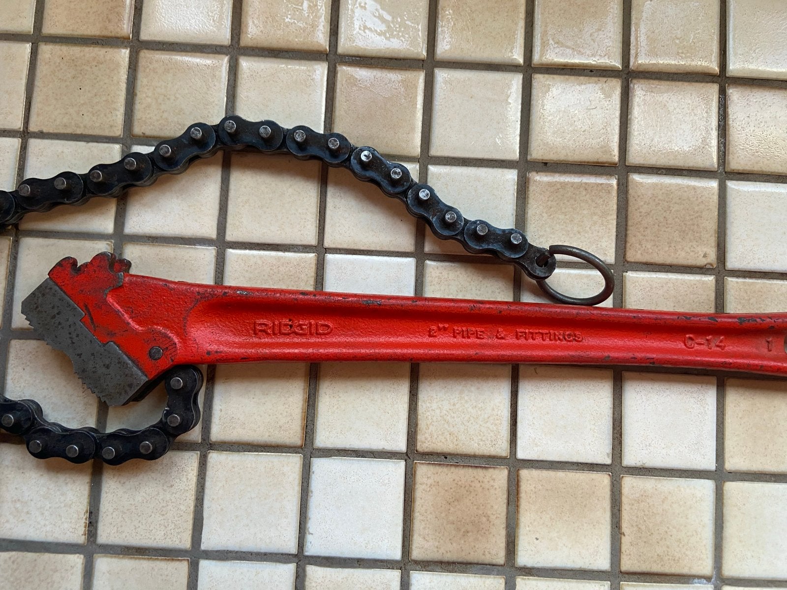 RIDGID C-14 Kettingpijpsleutel - 2" Pipe & Fittings, Doe-het-zelf en Verbouw, Ophalen of Verzenden, Gebruikt, Sleutel/ratel, Ridgid