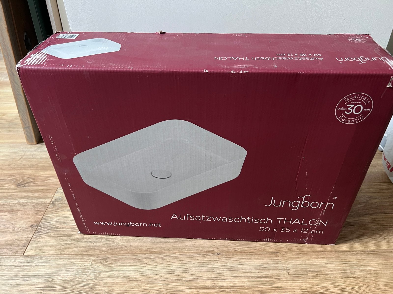 Nieuwe Jungborn opzetwastafel 50x35 cm – wit keramiek, Ophalen of Verzenden, Nieuw, Steen, Wastafel