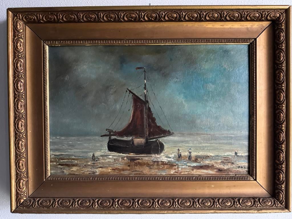Ral: Bomschuit op zee , Scheveningen jaren 30-40., Antiek en Kunst, Kunst | Schilderijen | Klassiek, Ophalen