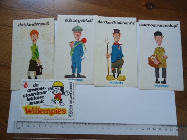 sticker 1975 Andre van DUIN Postgiro strip willempie retro, Verzenden, Zo goed als nieuw