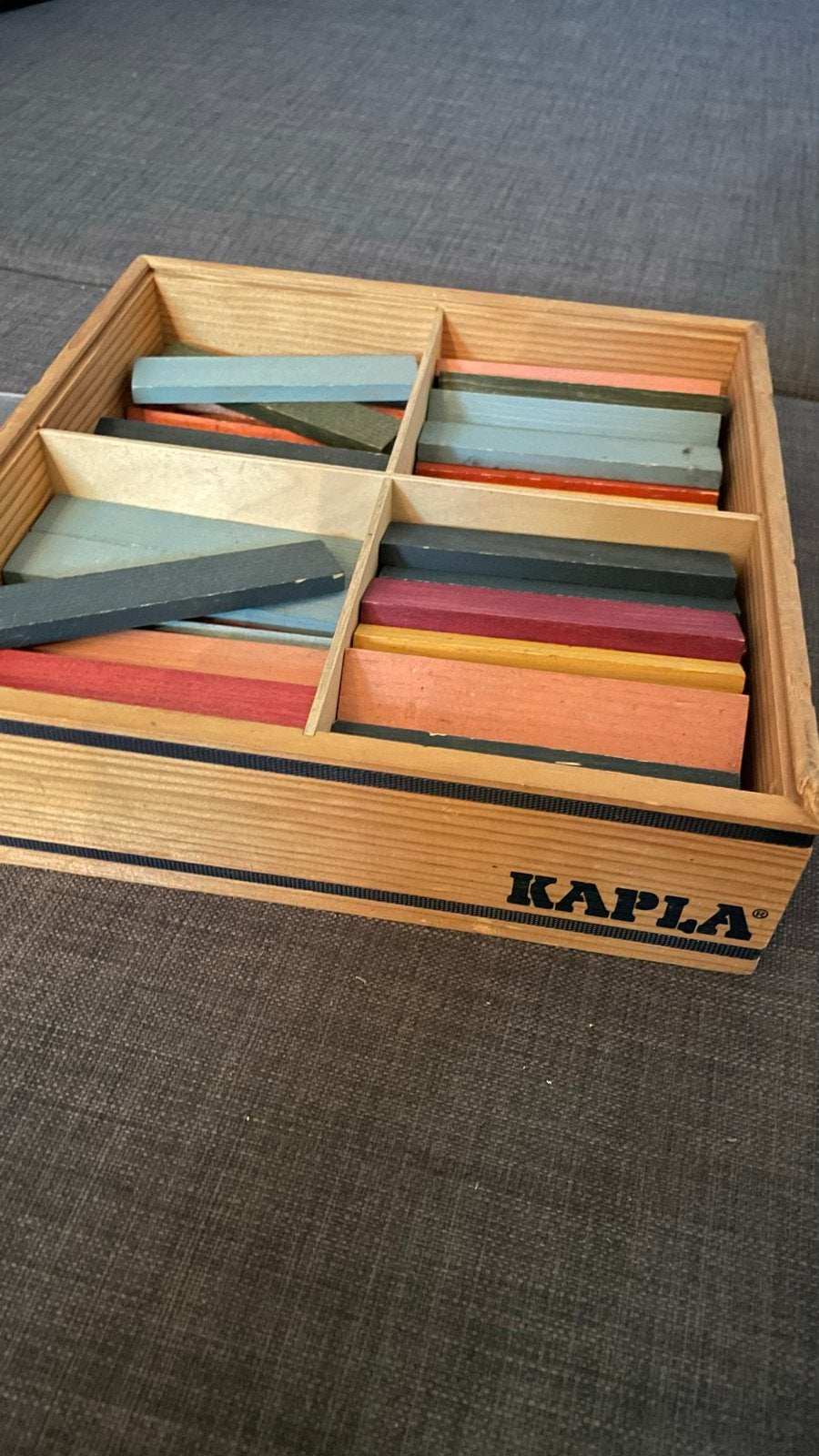 KAPLA blokken +\- 100 stuks in houten kist - Gebruikt, Ophalen of Verzenden, Gebruikt, Overige merken