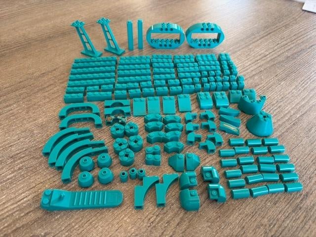 lego div. basis blokjes donker turquoise (zie foto's), Ophalen of Verzenden, Zo goed als nieuw, MOC (eigen creatie), Lego