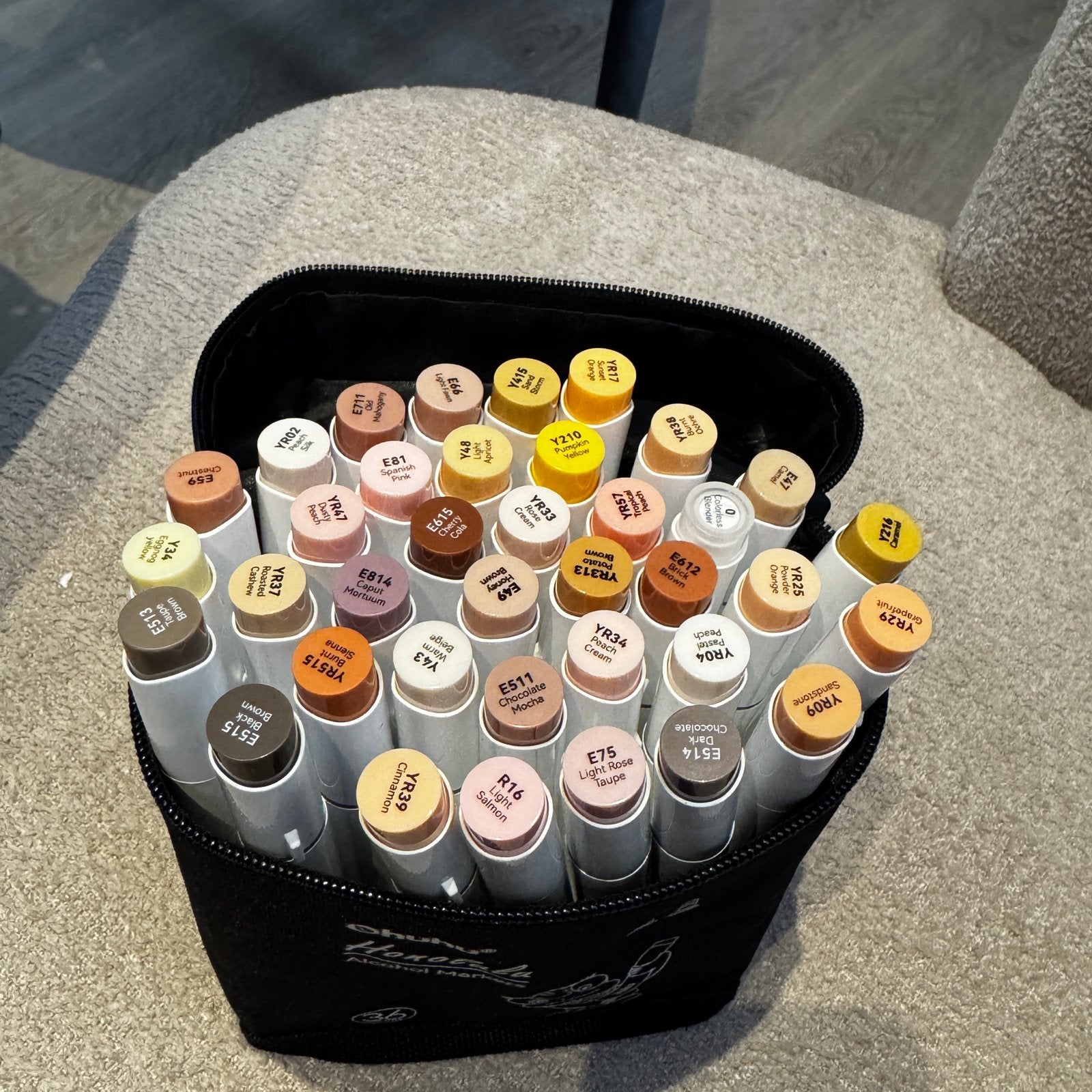 Ohuhu Honolulu Brush & Chisel 36 Huidskleur Alcohol Markers, Ophalen of Verzenden, Zo goed als nieuw, Overige typen