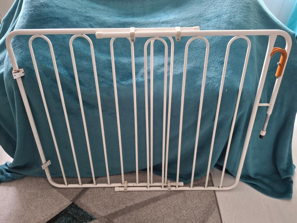 Wit verstelbaar hekje - 80 cm hoog, Gebruikt, Ophalen of Verzenden, Klemhekje, Metaal of IJzer